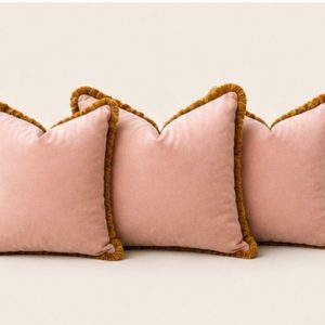 VELVET Pink Blush with Gold Brush Fringe